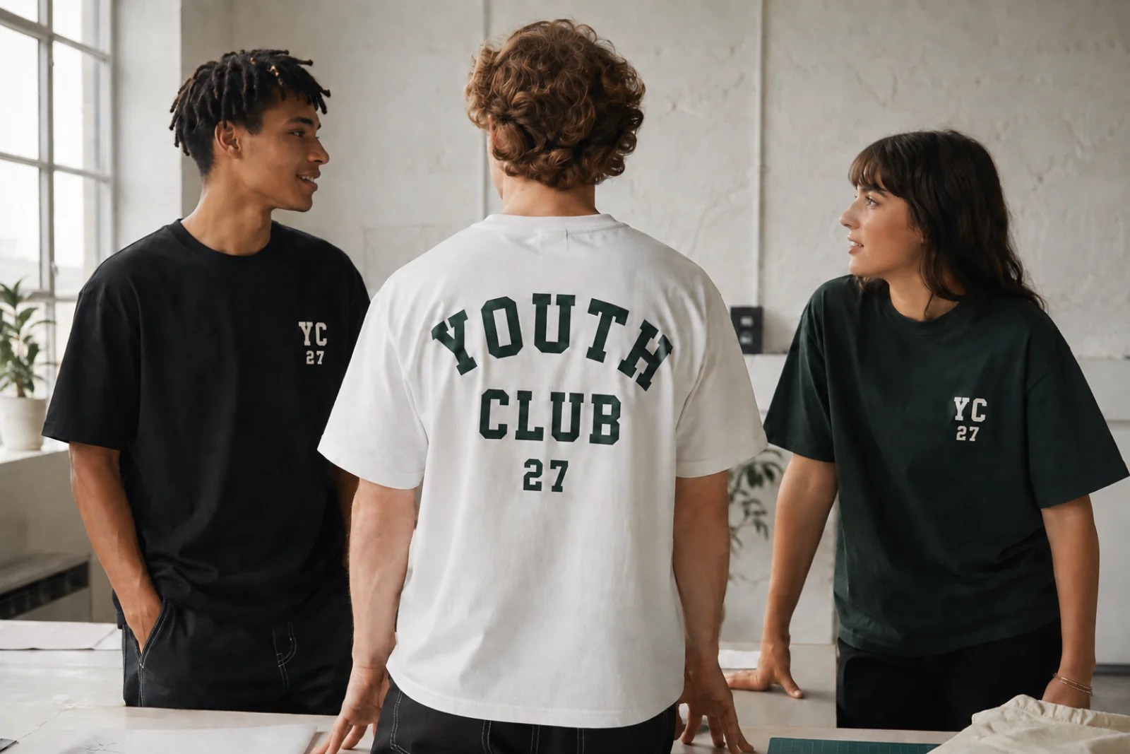 A youth group wearing customised premium T-shirts with front and back printing